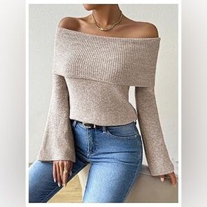 Forever 21 Off-Shoulder Tan Sweater